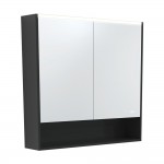 Fie LED Mirror Cabinet with Display Shelf & Matte Black Side Panels 900